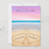 ピンクパープルビーチ2ハートサンドリハーサルディナー 招待状 (裏面)