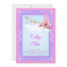 ピンクパープルファンタジー童話結婚式招待状