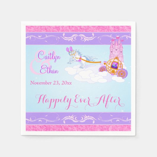 ピンクパープルファンタジー結婚フェアヤタリーナプキン スタンダードカクテルナプキン (正面)