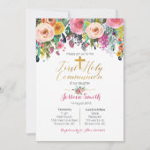 ピンクパープルファースト聖餐式招待状 招待状 (正面)