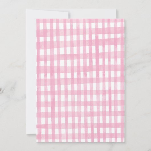 ピンクパープルファームアニマルズ納屋周囲の庭誕生日ガール 招待状 (裏面)