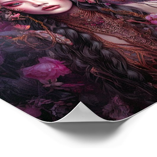 ピンクパープルフェアリークイーンファンタジーアート ポスター (角)