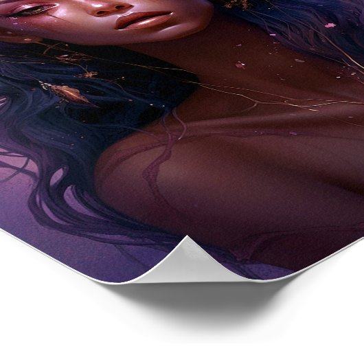 ピンクパープルフェアリークイーンファンタジーアート ポスター (角)