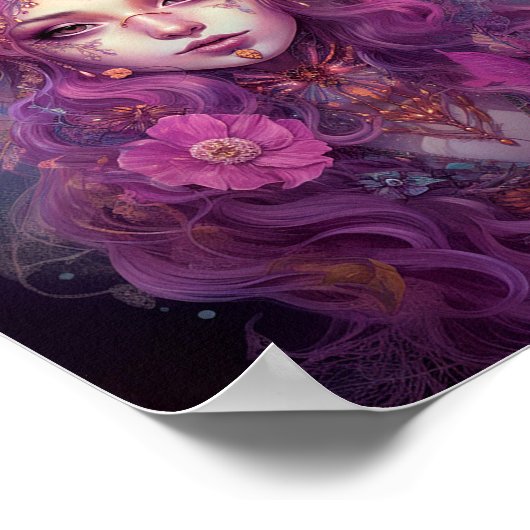 ピンクパープルフェアリークイーンファンタジーアート ポスター (角)