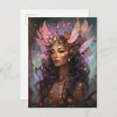 ピンクパープルフェアリークイーンファンタジーアート ポストカード (正面/裏面)