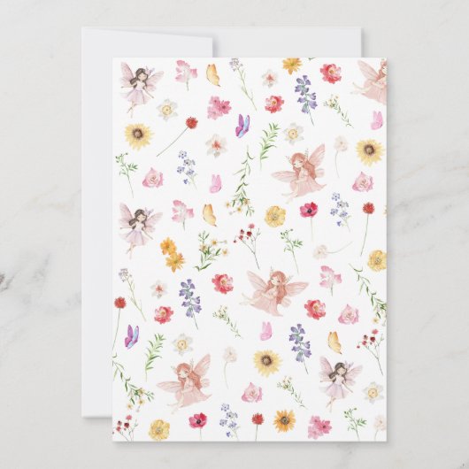 ピンクパープルフェアリーファースト誕生日 招待状 (裏面)