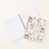 ピンクパープルフェアリーフローラフォレストガーデンモノグラム ノートブック (内部)
