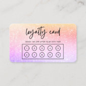 ピンクパープルフェイクグリッターカスタムロイヤリティカード 名刺 (正面)