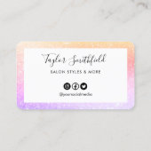 ピンクパープルフェイクグリッターカスタムロイヤリティカード 名刺 (裏面)