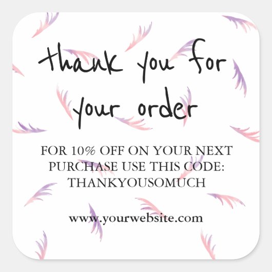 ピンクパープルフェザリーブラッシュご注文ありがとうございます スクエアシール (正面)