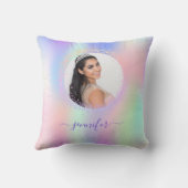 ピンクパープルフォトホログラフィック名スクリプト クッション (裏面)