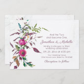 ピンクパープルフラワーガーデンフローラ結婚クリスチャン 招待状 (正面/裏面)