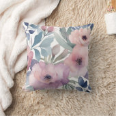 ピンクパープルフラワーズフローラデザイン クッション (ブランケット)