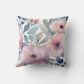 ピンクパープルフラワーズフローラデザイン クッション (裏面)