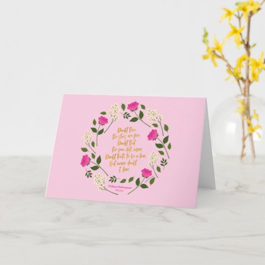 ピンクパープルフローラウィリアムシェイクスピア カード (黄色い花)
