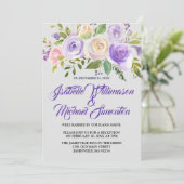 ピンクパープルフローラエロペメント披露宴カード 招待状 (スタンド正面)