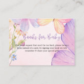 ピンクパープルフローラオベビーバタフライベビーシャワー エンクロージャーカード (正面)