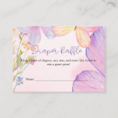 ピンクパープルフローラオベビーバタフライベビーシャワー エンクロージャーカード (正面)
