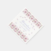 ピンクパープルフローラガールバタフライ1st誕生日 スタンダードカクテルナプキン (角)