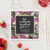 ピンクパープルフローラクリスチャン卒業クラス スタンダードランチョンナプキン (インサイチュ)