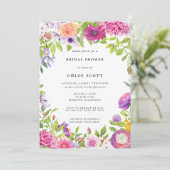 ピンクパープルフローラサマーブライダルシャワー 招待状 (スタンド正面)