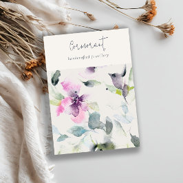 ピンクパープルフローラスクリプトイヤリングスタッドホルダー 名刺