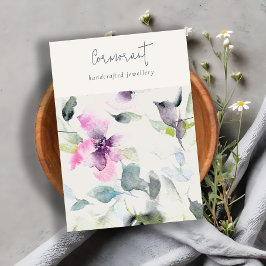 ピンクパープルフローラスクリプトネックレスバンドホルダー 名刺