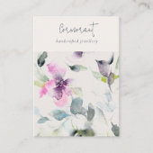 ピンクパープルフローラスクリプト空白のジュエリーホルダー 名刺 (正面)