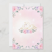 ピンクパープルフローラスワンプリンセスベビーシャワー 招待状 (裏面)