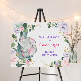 ピンクパープルフローラゾウ緑のベビーへようこそ