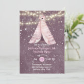 ピンクパープルフローラティーピーガールバースデーパーティーInv 招待状 (スタンド正面)