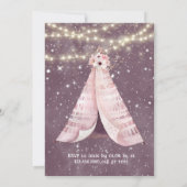 ピンクパープルフローラティーピーガールバースデーパーティーInv 招待状 (裏面)