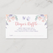 ピンクパープルフローラバタフライおむつラッフルチケット エンクロージャーカード (正面)