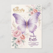 ピンクパープルフローラバタフライガールおむつラッフル エンクロージャーカード (正面)