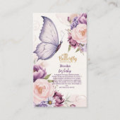 ピンクパープルフローラバタフライガールブックスベビー エンクロージャーカード (正面)