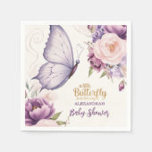 ピンクパープルフローラバタフライガールベビーシャワー スタンダードカクテルナプキン (正面)