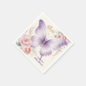 ピンクパープルフローラバタフライガールベビーシャワー スタンダードカクテルナプキン (角)