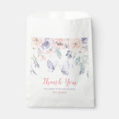 ピンクパープルフローラバタフライガールベビーシャワー フェイバーバッグ (正面)