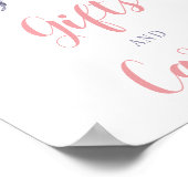 ピンクパープルフローラバタフライギフト&カードサイン ポスター (角)