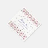 ピンクパープルフローラバタフライベビーシャワー スタンダードカクテルナプキン (角)