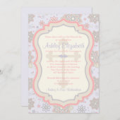 ピンクパープルフローラファースト招待状 招待状 (正面/裏面)