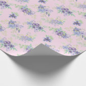ピンクパープルフローラブライダルシャワー誕生日ギフト彼女 ラッピングペーパー (角)