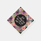 ピンクパープルフローラブラッククリスチャン聖書 スタンダードカクテルナプキン (角)