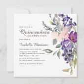 ピンクパープルフローラボタニカルキンセアニラ 招待状 (正面)