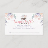 ピンクパープルフローララムガールおむつラッフルチケット エンクロージャーカード (正面)