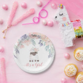 ピンクパープルフローララムガールベビーシャワー ペーパープレート (パーティー)