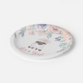 ピンクパープルフローララムガールベビーシャワー ペーパープレート (アングル)