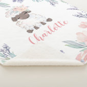 ピンクパープルフローララムパーソナライズされたガールベビー シェルパブランケット (3/4)