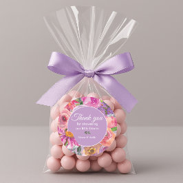 ピンクパープルフローラリトル開花ベビーシャワー ラウンドシール