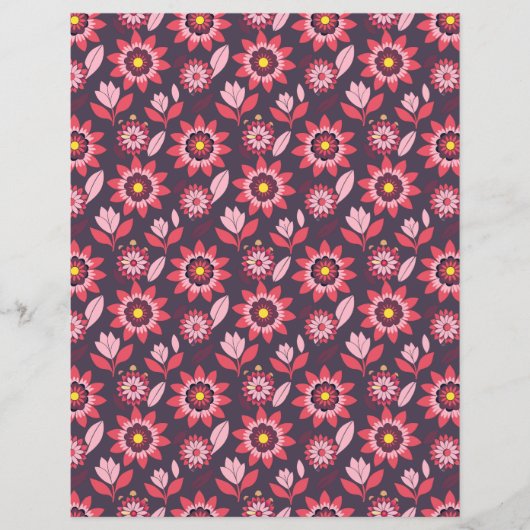 ピンクパープルフローラ両面スクラップブック紙 (正面)